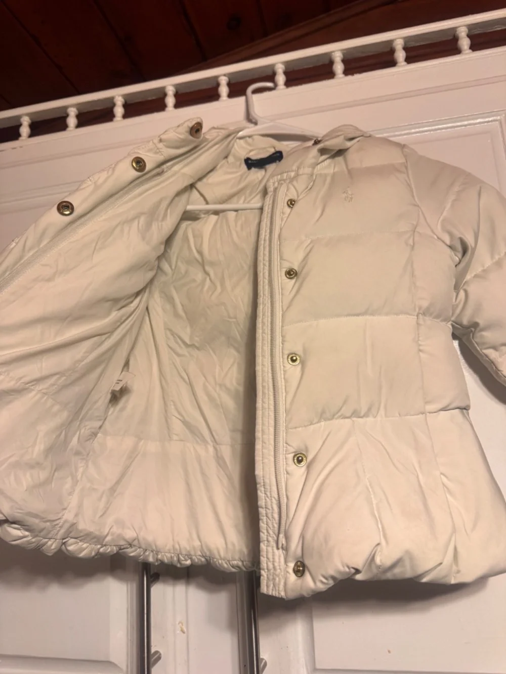 Ralph Lauren Cream Puffer Jacket with Peplum Hem girls size 6
